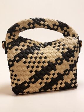 Altar'd Woven Check Mini Bag/Crossbody in Black and Cream